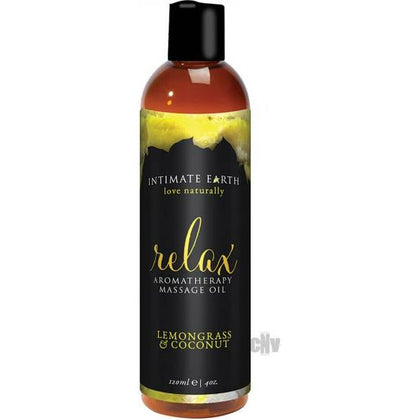 Intimate Earth Relax Massage Oil 4oz: Certified Organic Blend of Aloe, Lemongrass, and Coconut for Ultimate Relaxation and Stress Relief - Adult Naughty Store