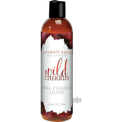 Intimate Earth Wild Cherries Flavored Lube 4oz - Sensual Oral Pleasure Glide for All Genders - Tempting Cherry Candy Flavor - Model 4OZ-WC - Organic Formula - Made in the USA