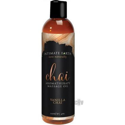 Intimate Earth Organic Chai Massage Oil 4oz - Sensual Aromatherapy for Soothing Muscles and Creating an Invigorating Atmosphere - Paraben, Glycerin, and DEA Free - Vanilla and Chai Infused -  - Adult Naughty Store