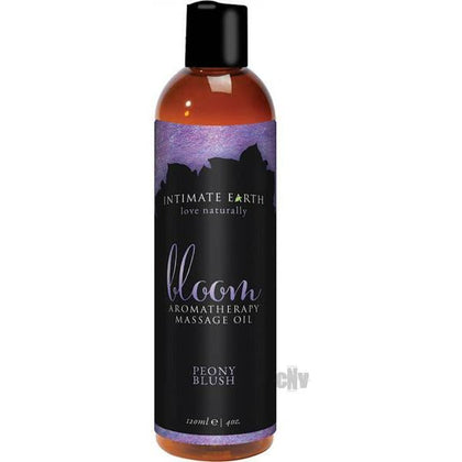 Intimate Earth Bloom Massage Oil 4oz - Organic Peony Scented Body Oil for Sensual Massages and All-Day Freshness