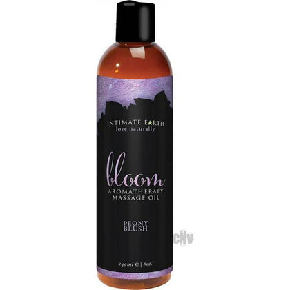 Intimate Earth Bloom Massage Oil 8oz: Natural Peony Scented Organic Body Oil for Sensual Massages and Bath Indulgence
