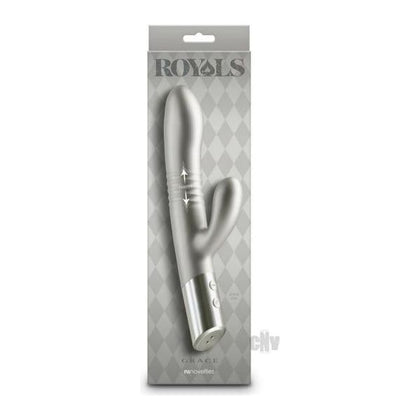 Royals Grace Gray Thrusting Rabbit Vibrator - Model RG-001 - Female - Dual Stimulation - Shimmery Gray