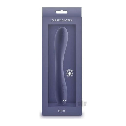 Introducing the Obsessions Rhett Navy Silicone Wand Vibrator: Model RH-101, Unisex, Heating Function, Navy Blue