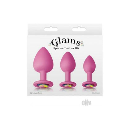 Glam's Spades Trainer Kit - Premium Silicone Bejeweled Anal Plug Set - Model #GSK-123 - Unisex - Backdoor Pleasure - Pink