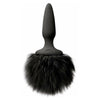 Silky Smooth Silicone Bunny Tails Mini Anal Plug - Model BT-1001 - Unisex Pleasure - Black