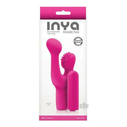 INYA Finger Fun Pink Silicone Rechargeable Vibrator and Clitoral Stimulator - Model FF-2000 - Women's G-Spot and Clitoral Pleasure - Pink - Adult Naughty Store