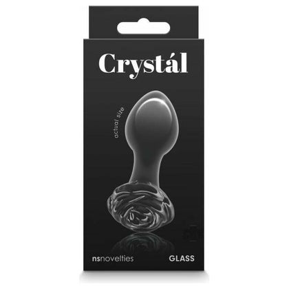 Crystal Rose Black - Premium Borosilicate Glass Dildo - Model CRB-1001 - Unisex Pleasure Toy - Intense Stimulation - Jet Black - Adult Naughty Store