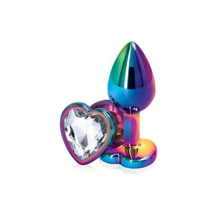 Rear Assets Multicolor Heart Small Clear Anal Plug for Sensual Excitement - Model RAS-001 - Unisex - Designed for Effortless Pleasure - Chrome-Plated Lightweight Aluminum - Variety of Colors  - Adult Naughty Store