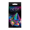 Rear Assets Multicolor Heart Medium Rainbow Anal Plug - Model RAMP-001 - Unisex Pleasure - Lightweight Aluminum - Vibrant and Sensual Experience - Adult Naughty Store