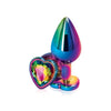 Rear Assets Multicolor Heart Medium Rainbow Anal Plug - Model RAMP-001 - Unisex Pleasure - Lightweight Aluminum - Vibrant and Sensual Experience - Adult Naughty Store