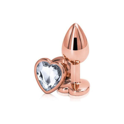 Introducing the Rose Gold Heart Small Clear Anal Toy - Model RA-001: A Captivating Pleasure Delight - Adult Naughty Store