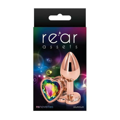 Introducing the Rear Assets Rose Gold Heart Small Rainbow Anal Toy - Model RG-1001: Unleash Pleasure and Elegance! - Adult Naughty Store