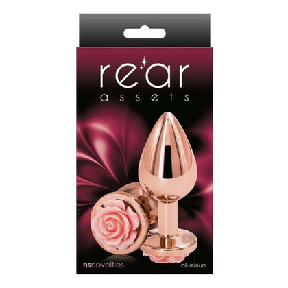 Rear Assets Rose Medium Pink Anal Plug - Model RAMP-01 - Unisex Pleasure Toy - Adult Naughty Store