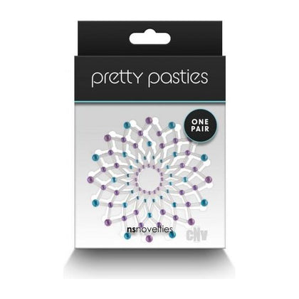 Pretty Pasties Charm II Blue - Self-Adhesive Acrylic Stone Nipple Covers for Women - Pleasure Enhancing Lingerie - One-Time Use - Size: One Size