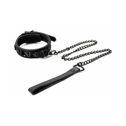 Euphoria Pleasure Co. Sinful 1 Inch Collar & Leash - Model SL-1002 - Unisex Bondage Toy for Enhanced Sensual Play - Black