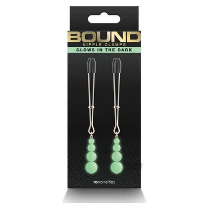 Bound Nipple Clamps G2 Gitd Rose Gold - Luxurious Metal Nipple Clamps for Sensual Stimulation and Glow in the Dark Pleasure