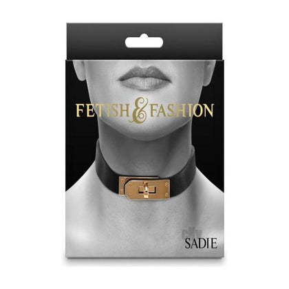 Fetish Fashion Sadie Collar Blk/gld: Luxury Bondage Neck Restraint for Women - Adjustable O-Ring Collar with Buckle Closure (F-SC01)