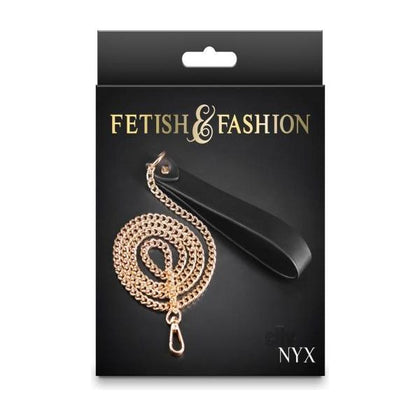 Fetish Fashion Nyx Leash Black/Gold - Elegant Bondage Leash for Alluring Restraint (Model: Nyx, Unisex, BDSM, Black/Gold)