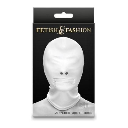 Fetish Fashion Zippered Mouth Hood - Sensation Pleasure, Model 318, Unisex, Eyes & Mouth Cover, White