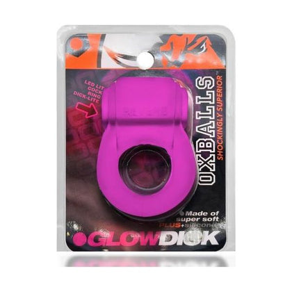 Introducing the GLOWDICK Pink Ice LED Lit Cockring by OXBALLS - Model X1: The Ultimate Pleasure Enhancer for Men