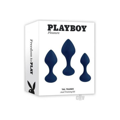 Pb Tall Trainer Navy - Tail Trainer Anal Training Kit for Men and Women - Model PB-001 - Velvet-Smooth Silicone Butt Plugs in 3 Sizes - Navy Blue