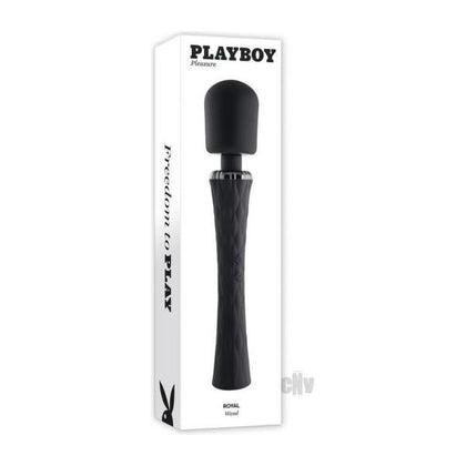 Introducing the Royal Black Velvet-Smooth Silicone Wand Vibrator - Model RB-001: Unisex Full Body Pleasure in Midnight Black - Adult Naughty Store