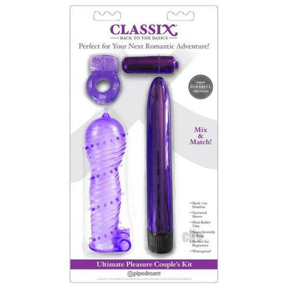 Classix Ultimate Pleasure Couples Kit - Purple, Multi-Speed Vibrator with Textured Sleeve and Cock Ring - Model UC-452, for Couples, Intense Stimulation for Both Partners