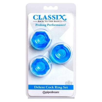 Classix Deluxe Couples Cock Ring Set - Blue (3 Pack)