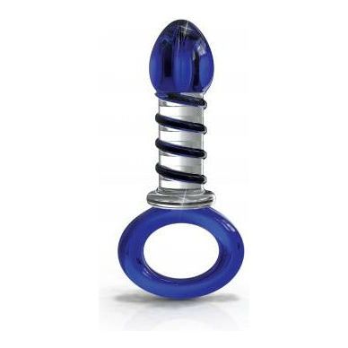 Pipedream Icicles No 81 Blue Glass Massager with Ring End - Premium Handcrafted Hypoallergenic Pleasure Wand for Sensual Stimulation