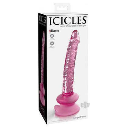 Introducing the Sensual Glass Icicles No. 86 Pink Silicone Suction Cup Dildo for Exquisite Pleasure