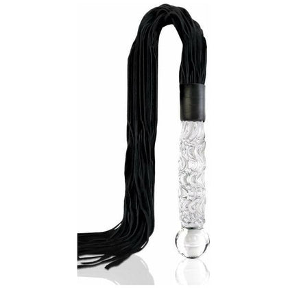 Icicles No 38 Glass Handle Cat O Nine Tails Whip - Exquisite Hand-Blown Glass Flogger for Sensual Domination - Unleash Your Desires with this Hypoallergenic BDSM Toy - Model 38 - For All Genders - Intense Pleasure for Impact Play - Elegant Black