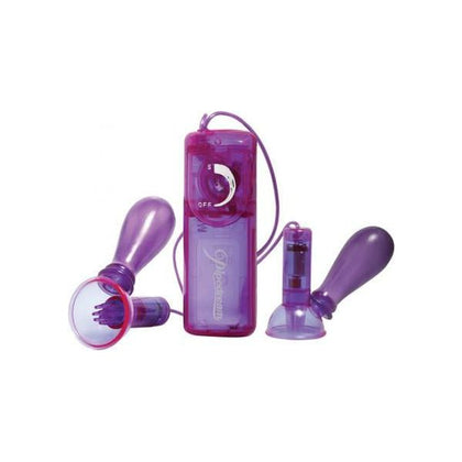 Introducing the SensaPleasure Vibrating Nipple Pumps - Model VP-3000 - Unisex - Stimulating Pleasure for Nipples - Purple - Adult Naughty Store