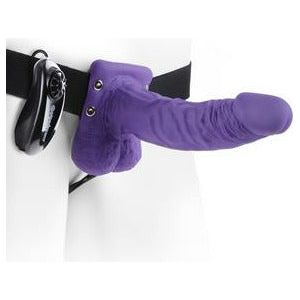 Fetish Fantasy Series 7-Inch Vibrating Hollow Strap On Balls - Purple, the Ultimate Pleasure Enhancer for Confident Men - Adult Naughty Store