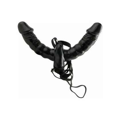 Fetish Fantasy Series Vibrating Double Delight Strap-On - Model VDD-2000 - Dual Pleasure for All Genders - Intense Vibrations - Black