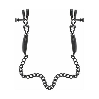 Fetish Fantasy Adjustable Nipple Chain Clamps - Intensify Pleasure with the Alluring Black Nipple Stimulator, Model NCC-17.5 - Adult Naughty Store