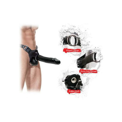 Fetish Fantasy Extreme Hollow Strap-On Black - 12 Inch Rubber Dong for Unisex Pleasure