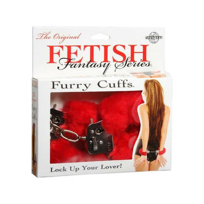 Fetish Fantasy Furry Cuffs Red - Luxurious Lockable Restraints for Sensual Bondage Play