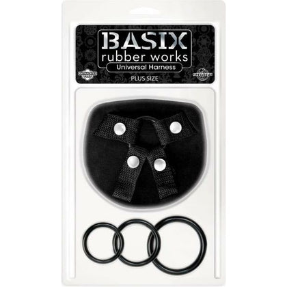 Basix Rubber Works Universal Harness Plus Size Black Strap-On Kit for Enhanced Pleasure - Model X123 - Suitable for All Genders and Designed for Intimate Play