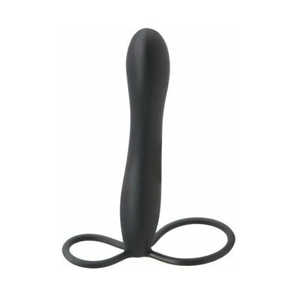 Introducing the Fetish Fantasy Elite Silicone Double Trouble Male Strap On Dildo - Model DT-2000 - Black - Adult Naughty Store