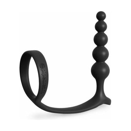 Elite Silicone Ass-Gasm Cockring Anal Beads - Model AGCB-001 - For Men - Explosive Prostate Stimulation - Black