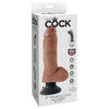 Introducing the Sensational Pleasure Zone King Cock 8 inches Vibrating Dildo with Balls - Tan - Adult Naughty Store