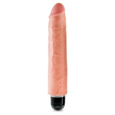 King Cock 10 inches Vibrating Stiffy Beige Realistic Dildo for Maximum Pleasure - Adult Naughty Store