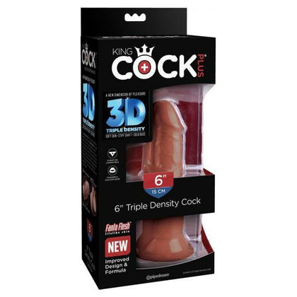 King Cock Plus Triple Density Dildo 6 Brown - Lifelike Fanta Flesh, Suction Cup Base, Strap-On Compatible