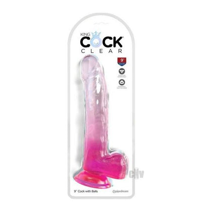 King Cock Clear Kc 9 Translucent Dildo with Suction Cup - Pleasure Enhancer for All Genders - Pink - Adult Naughty Store