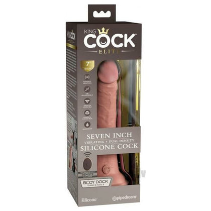 King Cock Elite Dual Density Vibe Cock 7 Light - Realistic Silicone Dildo with 10 Powerful Vibration Modes for Enhanced Pleasure - Rechargeable and Harness-Compatible - For Him and Her - Light Skin