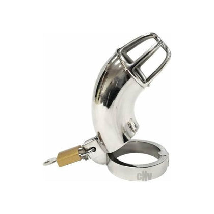 Stainless Steel Male Chastity Cock Cage with Padlock - The Rouge Steel Silver Model RC-6 - For Men - Enhance Pleasure and Control