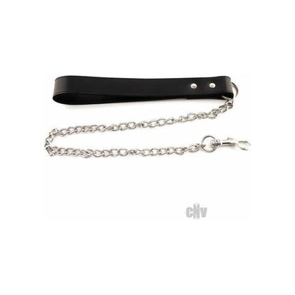 Rouge God Lead W-chain Black - Premium Leather Wide Handle and Metal Chain for BDSM Play - Model RG-001 - Unisex - Enhance Pleasure and Control - Black