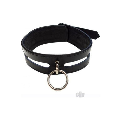 Elegant Bliss Leather O-Ring Collar - Model LBC-001 - Unisex - For Sensual Neck Play - Black