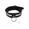 Elegant Bliss Leather O-Ring Collar - Model LBC-001 - Unisex - For Sensual Neck Play - Black - Adult Naughty Store