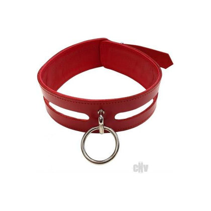 Luxurious Leather O-Ring Collar - The Ultimate Control for Submissive Pleasure (Red) - Adult Naughty Store